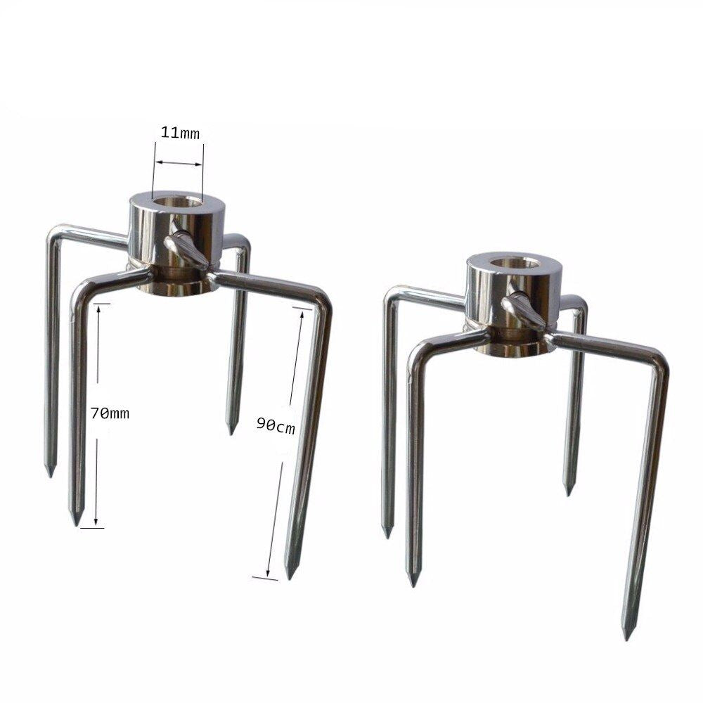 LMETJMA 2pcs/set Rotisserie BBQ Forks Stainless Steel Spit BBQ Forks Charcoal Ch