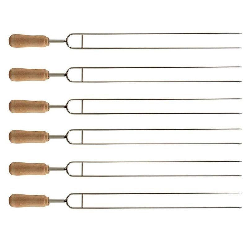 6pcs Stainless Steel U-Shaped Barbecue Brazing Fork Needle Grilling Skewers Doub