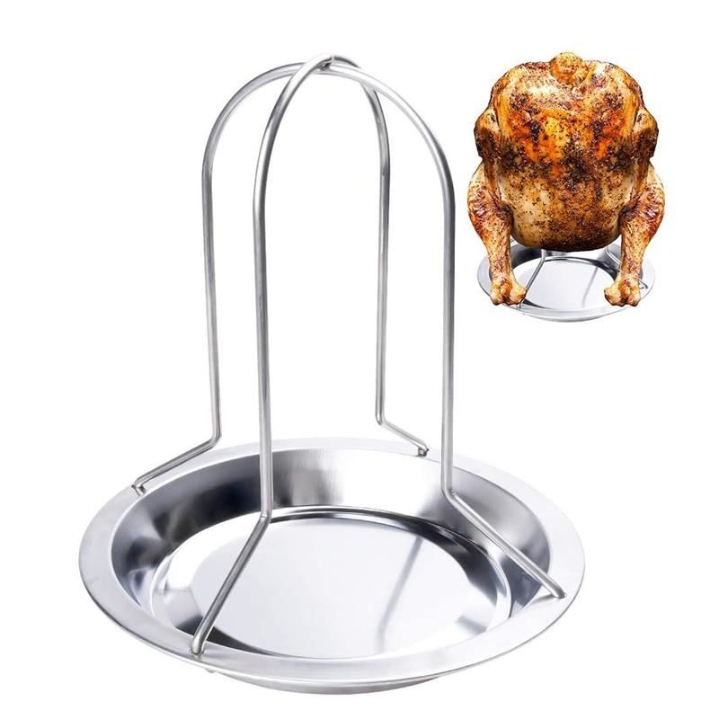 LMETJMA Chicken Roaster Rack With Bowl Carbon Steel Beer Can Chicken Turkey Roas