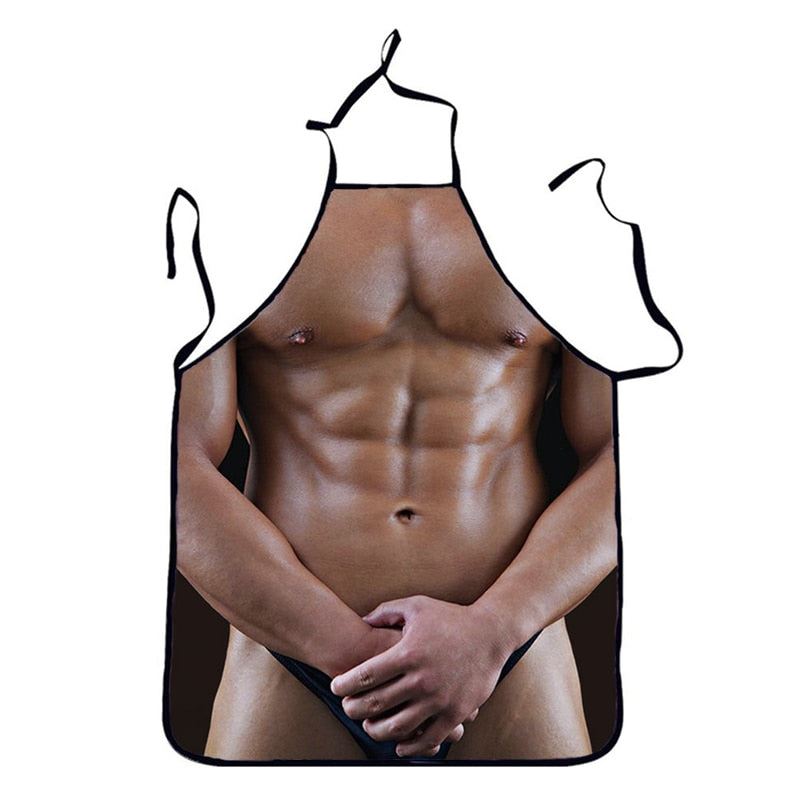 Muscle Man Funny 3D Kitchen Apron Digital Printed Sexy Naked Aprons Superhero Pa