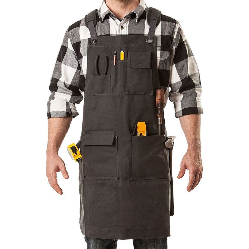 New Multiple Funcation Pockets Garden Black BBQ Apron Home Barbecue Work Clothes