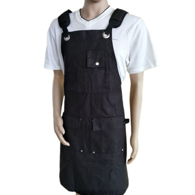 New Multiple Funcation Pockets Garden Black BBQ Apron Home Barbecue Work Clothes