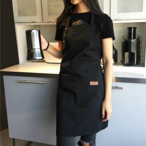 New Pure Color Cooking Kitchen Canvas Apron Unisex Woman Men Chef Waiter Cafe Sh