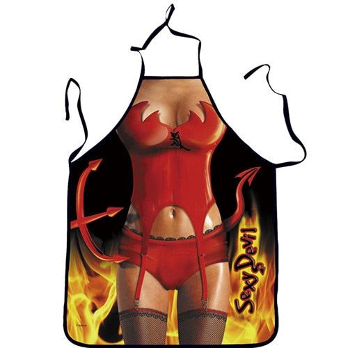 Kitchen Sexy ApronTablier Digital Printed Bibs Woman Funny Pinafore Cooking Baki