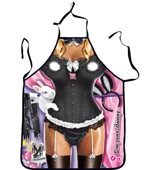 Kitchen Sexy ApronTablier Digital Printed Bibs Woman Funny Pinafore Cooking Baki