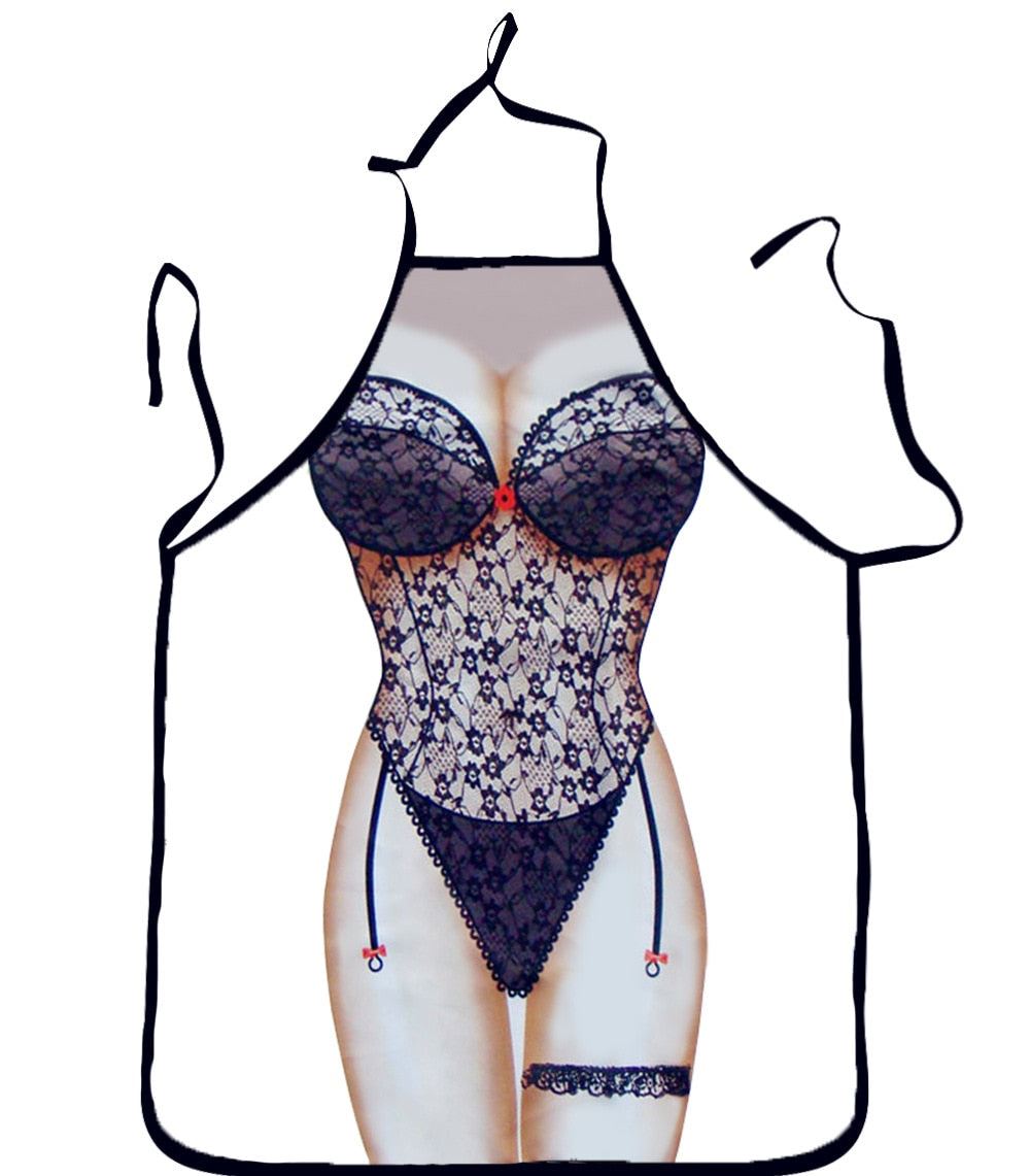 Kitchen Sexy ApronTablier Digital Printed Bibs Woman Funny Pinafore Cooking Baki