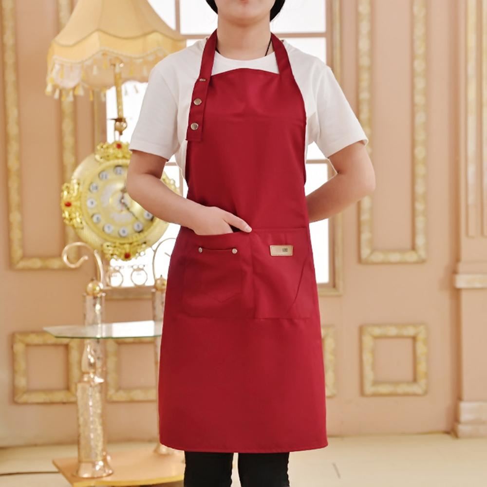 New Adjustable Bib Apron Waterproof Stain-Resistant with Two Pockets Kitchen Che
