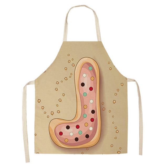 Letter Pattern Kitchen Apron Sleeveless Cotton Linen Kids Aprons For Cookin