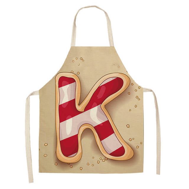 Letter Pattern Kitchen Apron Sleeveless Cotton Linen Kids Aprons For Cookin