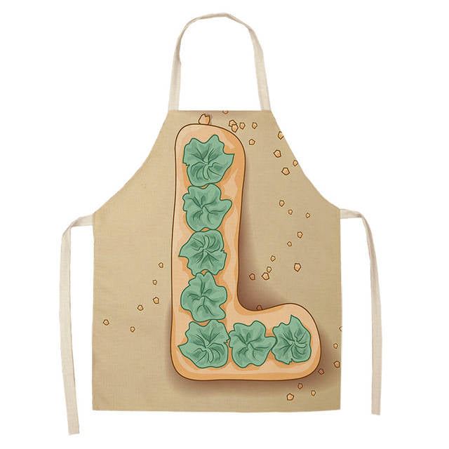 Letter Pattern Kitchen Apron Sleeveless Cotton Linen Kids Aprons For Cookin