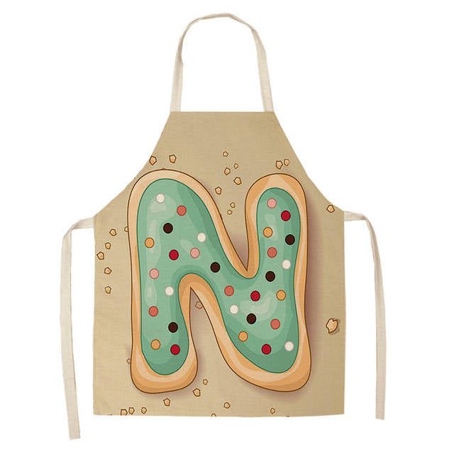 Letter Pattern Kitchen Apron Sleeveless Cotton Linen Kids Aprons For Cookin
