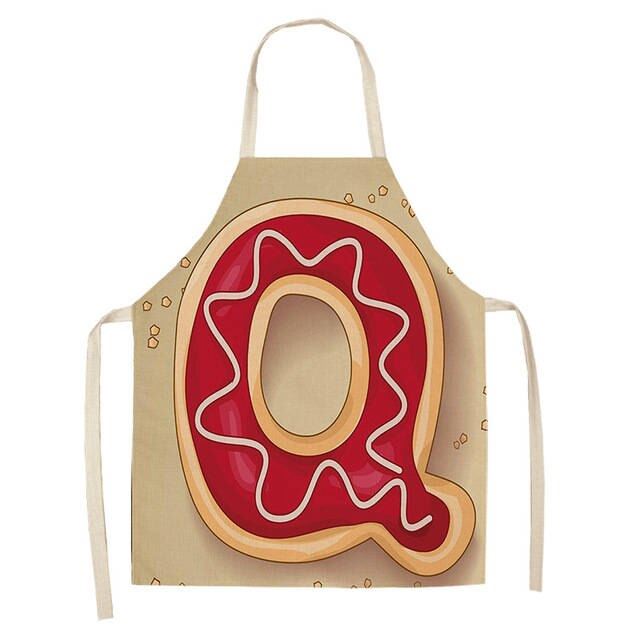 Letter Pattern Kitchen Apron Sleeveless Cotton Linen Kids Aprons For Cookin