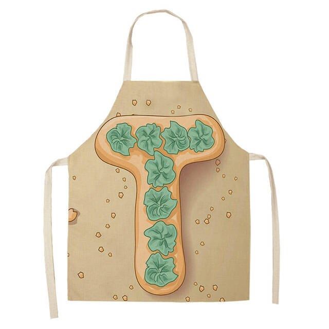 Letter Pattern Kitchen Apron Sleeveless Cotton Linen Kids Aprons For Cookin