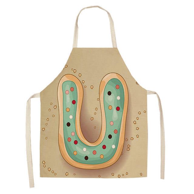 Letter Pattern Kitchen Apron Sleeveless Cotton Linen Kids Aprons For Cookin