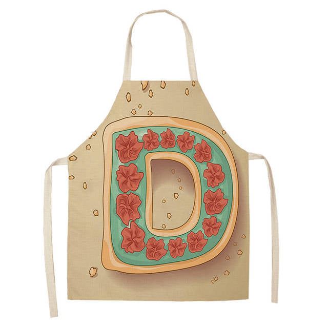 Letter Pattern Kitchen Apron Sleeveless Cotton Linen Kids Aprons For Cookin