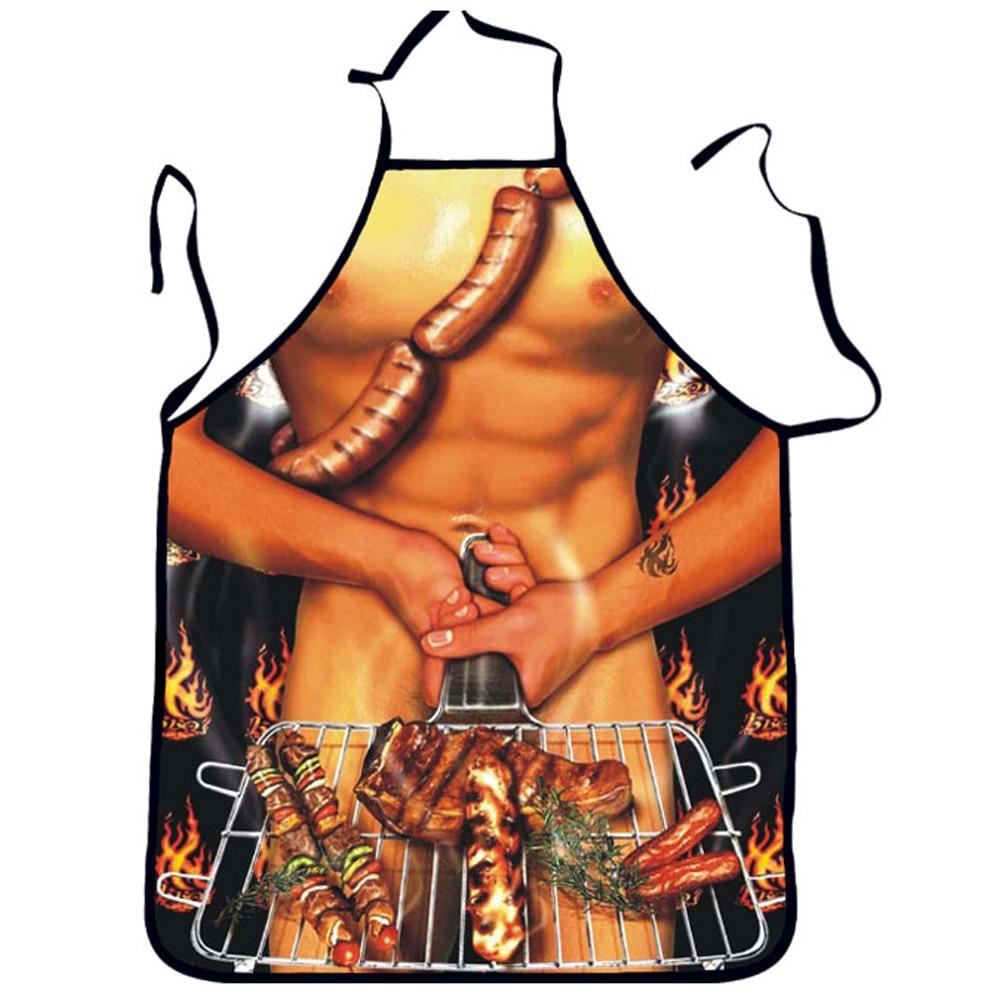 BBQ Male Grilled Sausages Avental Funny Cooking Apron Joke Dinner Kitchen Woman