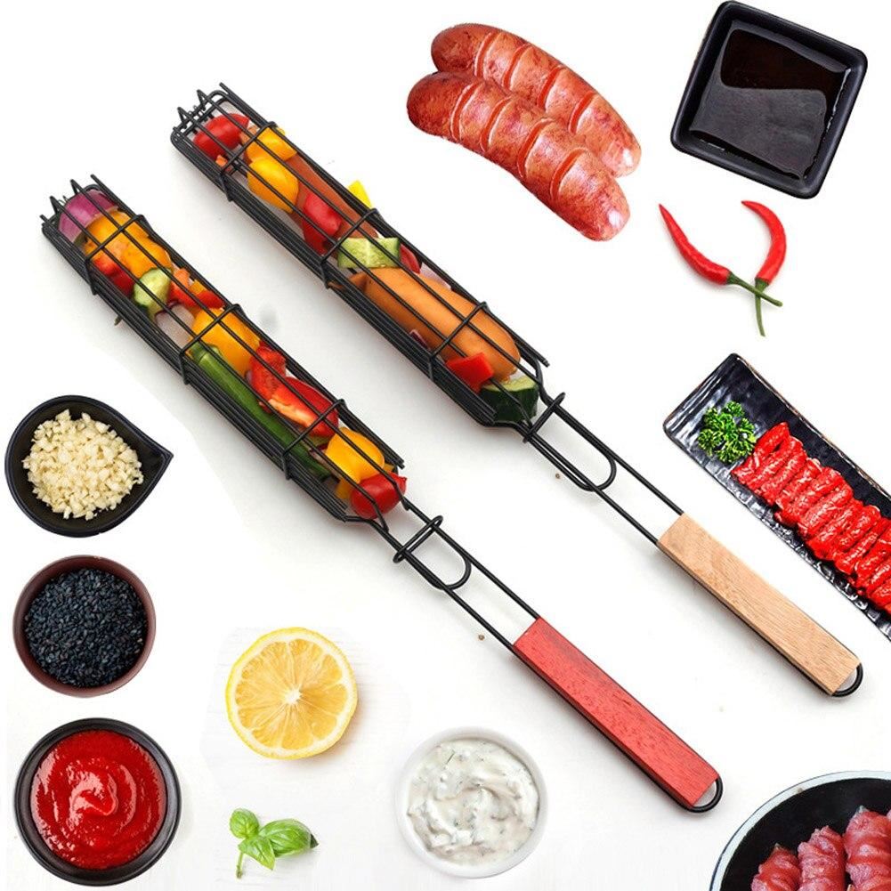 BBQ Grilling Basket Stainless Steel Nonstick Barbecue Grill Basket Tools Grill M