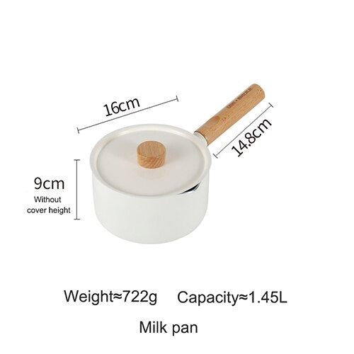 Non-Stick Cooking Set Thickened Kitchen Soup Pot Flat-Bottomed Milk Pan Wooden H