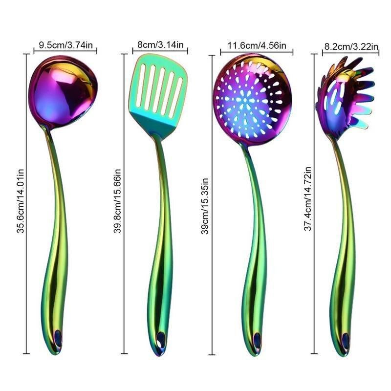 4PCS Rainbow Kitchen Tools Cooking Utensils Restaurant Cookware Kitchenware Set