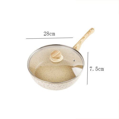 Medical Stone Non-stick Skillet Frying Pan Induction Cooker Wok Cooking Pot with