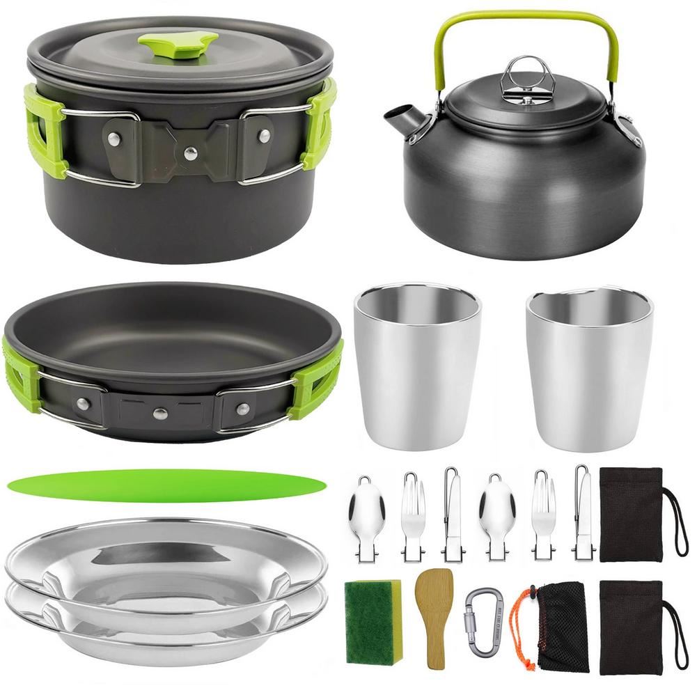New Camping Cookware Utensils Set Alumina Outdoor Hiking Picnic Cooking Tablewar