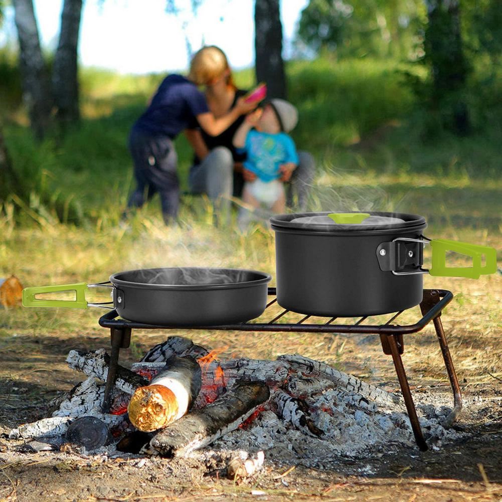 New Camping Cookware Utensils Set Alumina Outdoor Hiking Picnic Cooking Tablewar