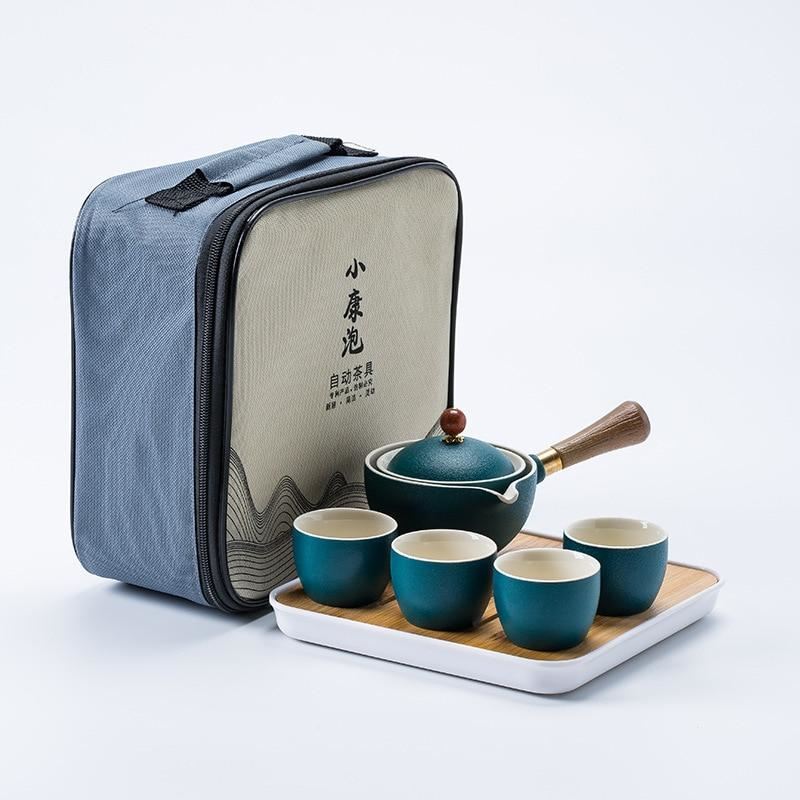 Kung fu Tea Ceremony Set Chinese Automatic Rotating Tea Make Home Ceramic Tea Po