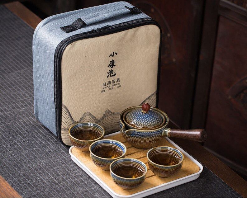 Kung fu Tea Ceremony Set Chinese Automatic Rotating Tea Make Home Ceramic Tea Po