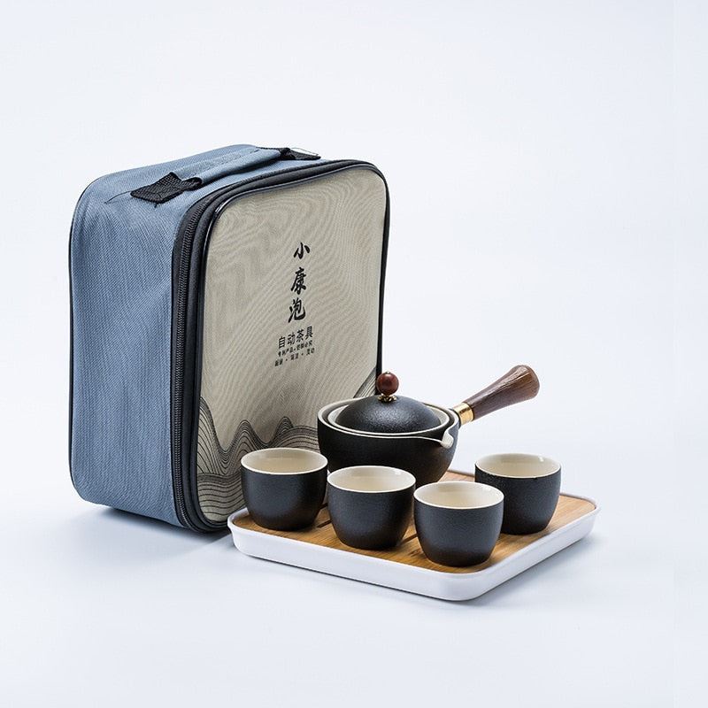 Kung fu Tea Ceremony Set Chinese Automatic Rotating Tea Make Home Ceramic Tea Po