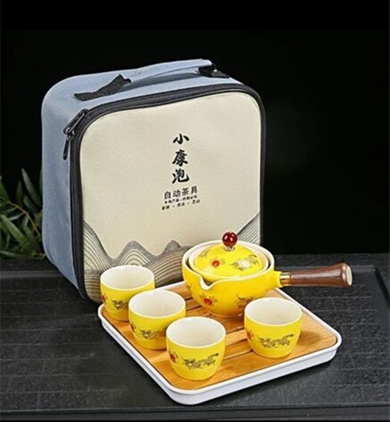 Kung fu Tea Ceremony Set Chinese Automatic Rotating Tea Make Home Ceramic Tea Po