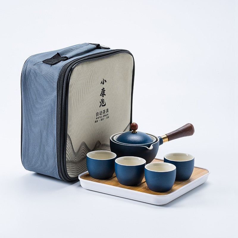 Kung fu Tea Ceremony Set Chinese Automatic Rotating Tea Make Home Ceramic Tea Po