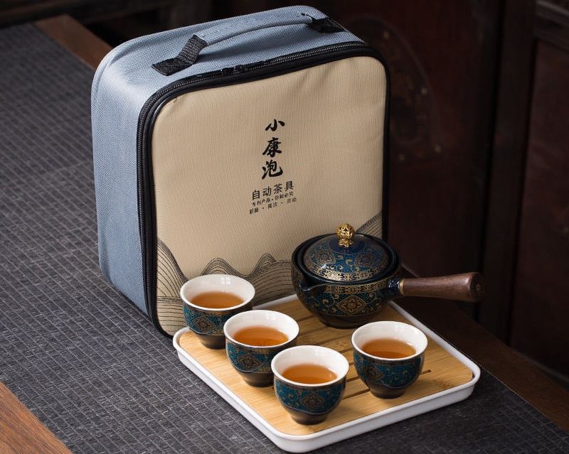 Kung fu Tea Ceremony Set Chinese Automatic Rotating Tea Make Home Ceramic Tea Po