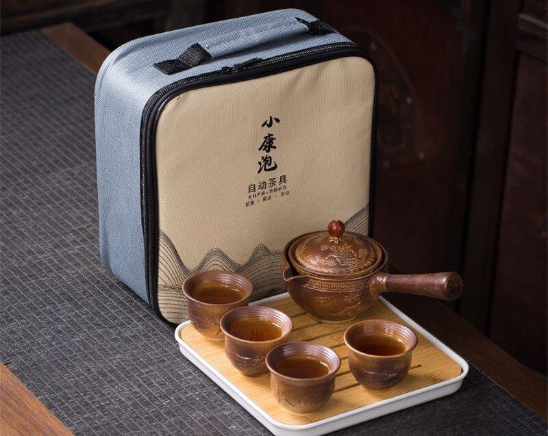 Kung fu Tea Ceremony Set Chinese Automatic Rotating Tea Make Home Ceramic Tea Po