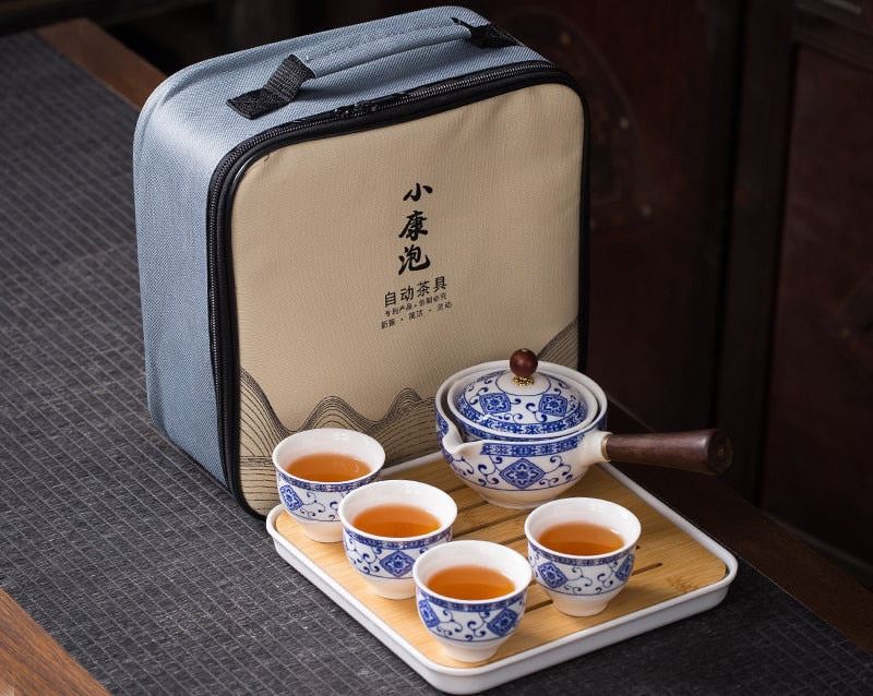 Kung fu Tea Ceremony Set Chinese Automatic Rotating Tea Make Home Ceramic Tea Po