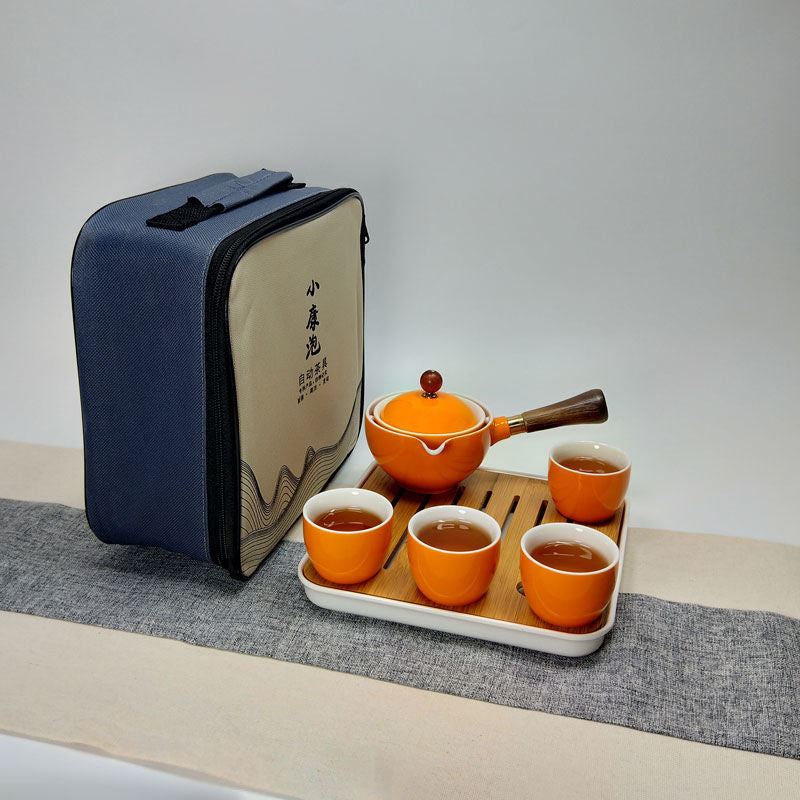 Kung fu Tea Ceremony Set Chinese Automatic Rotating Tea Make Home Ceramic Tea Po