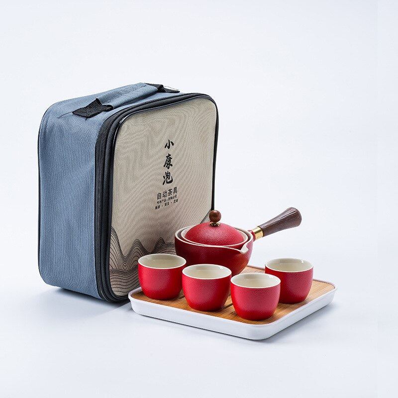 Kung fu Tea Ceremony Set Chinese Automatic Rotating Tea Make Home Ceramic Tea Po