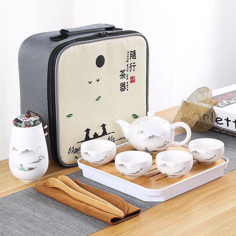 Kung fu Tea Ceremony Set Chinese Automatic Rotating Tea Make Home Ceramic Tea Po