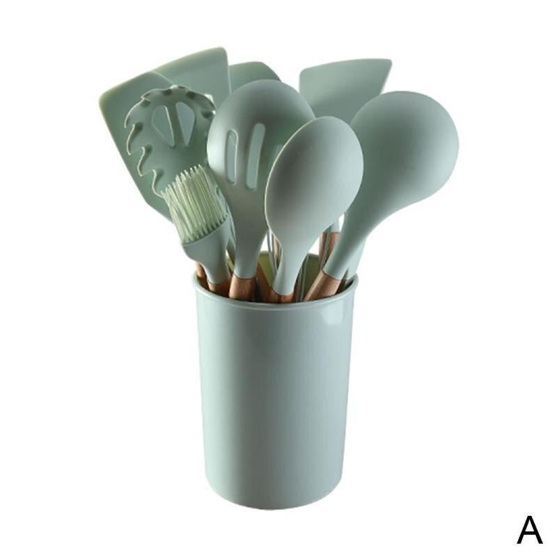 12pcs/set Silicone Kitchenware Kit Non-stick Spatula Spoon Set Durable Cookware