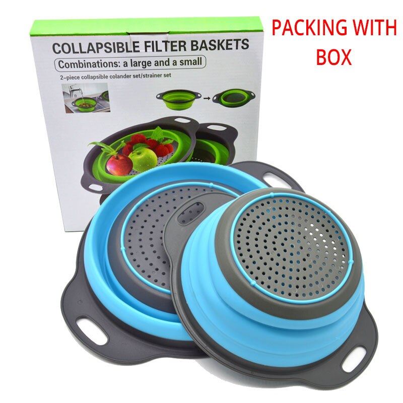 Kitchen Tools Foldable Silicone Colander Fruit Vegetable Washing Basket