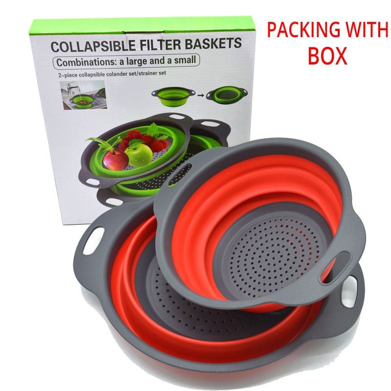 Kitchen Tools Foldable Silicone Colander Fruit Vegetable Washing Basket
