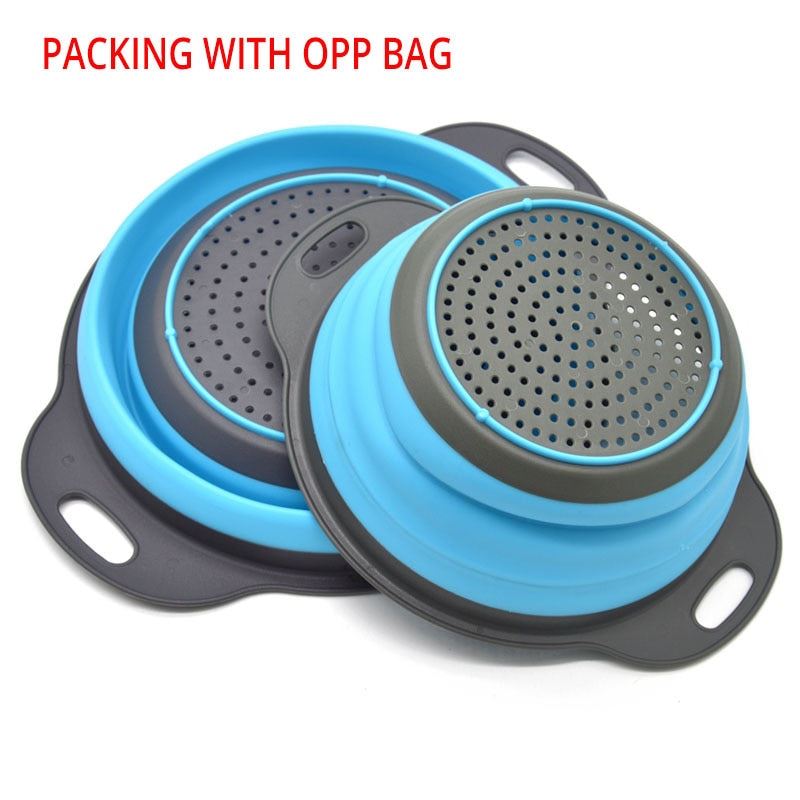 Kitchen Tools Foldable Silicone Colander Fruit Vegetable Washing Basket