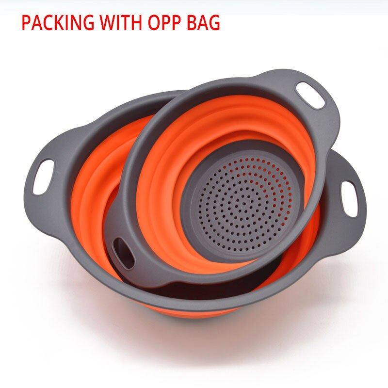 Kitchen Tools Foldable Silicone Colander Fruit Vegetable Washing Basket