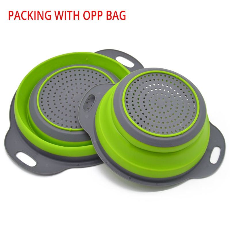 Kitchen Tools Foldable Silicone Colander Fruit Vegetable Washing Basket