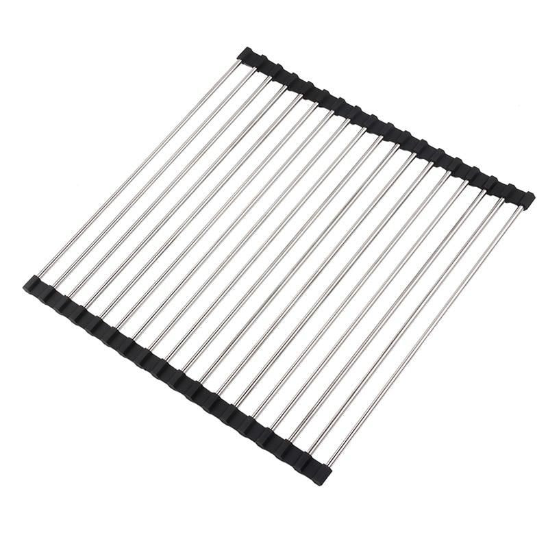Sponges Holder Self Roll Up Dish Drying Rack Sink Multipurpose Storage Stainless