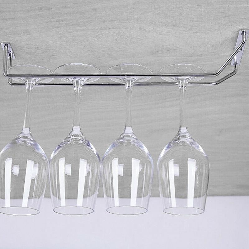 Kitchen Wall Mount Hanging Bar Pub Hanger Cup Goblets Display Rack Wine Glass