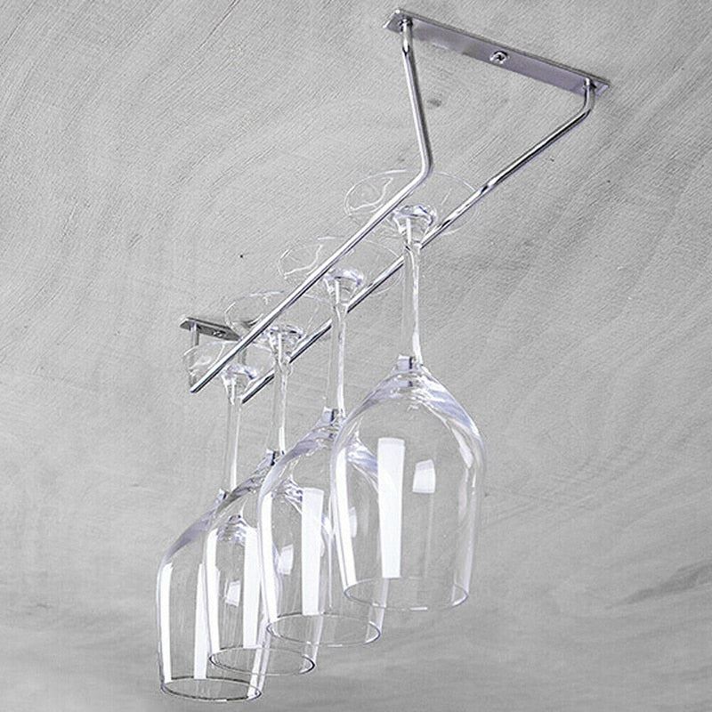 Kitchen Wall Mount Hanging Bar Pub Hanger Cup Goblets Display Rack Wine Glass