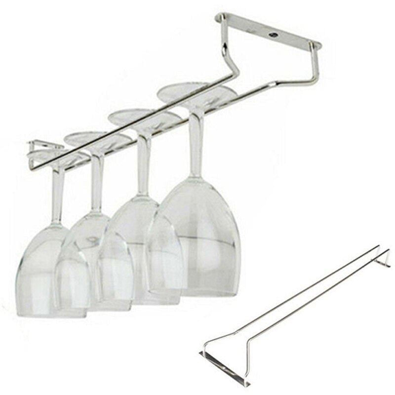 Kitchen Wall Mount Hanging Bar Pub Hanger Cup Goblets Display Rack Wine Glass