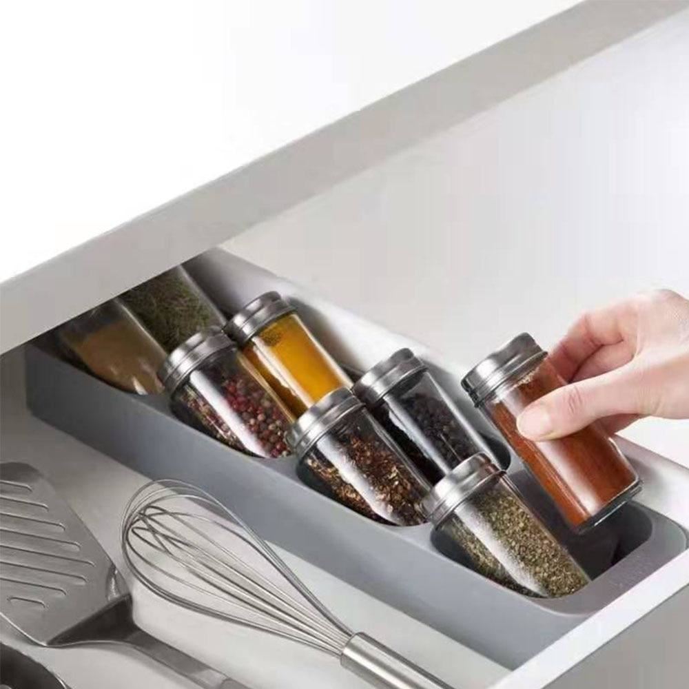 Kitchen Spice Routine Storage Box Drawer Condiment Bottle Finisher Can Shelf Tra