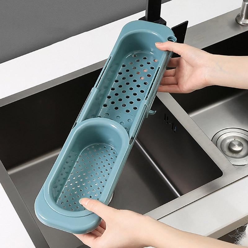 Telescopic Sink Rack Soap Sponge Holder Kitchen Sinks Organizer Adjustable Sinks