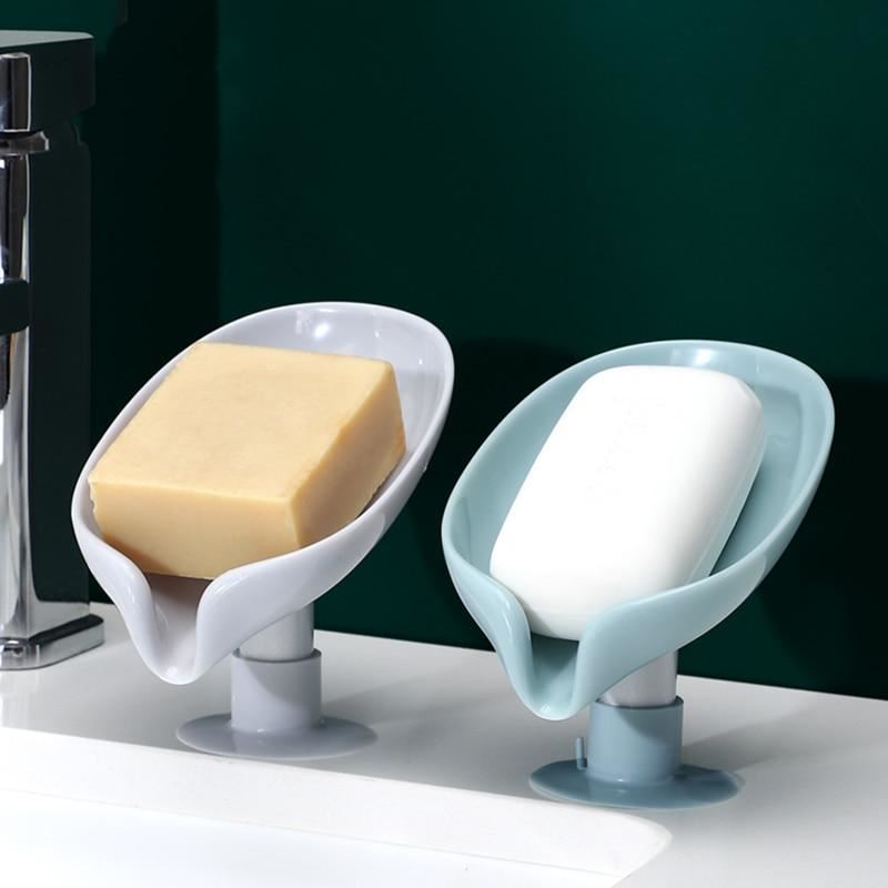 Leaf Shape Soap Box Drain Soap Holder Box Bathroom Shower Soap Holder sponge Sto